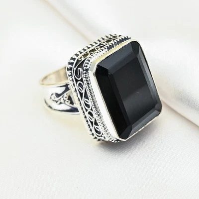 Black Spinel Gemstone Handmade 925 Sterling Silver Ring Jewelry Christmas Gift - Image 1 of 4