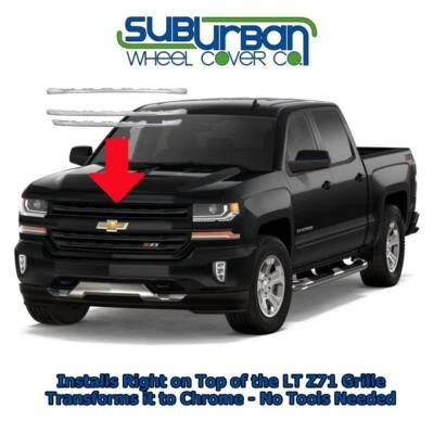 Chevrolet Silverado 1500 LT Z71 2016-2019 # GI/158 3 piezas parrilla cromada inserción nueva Foto 1 de 4