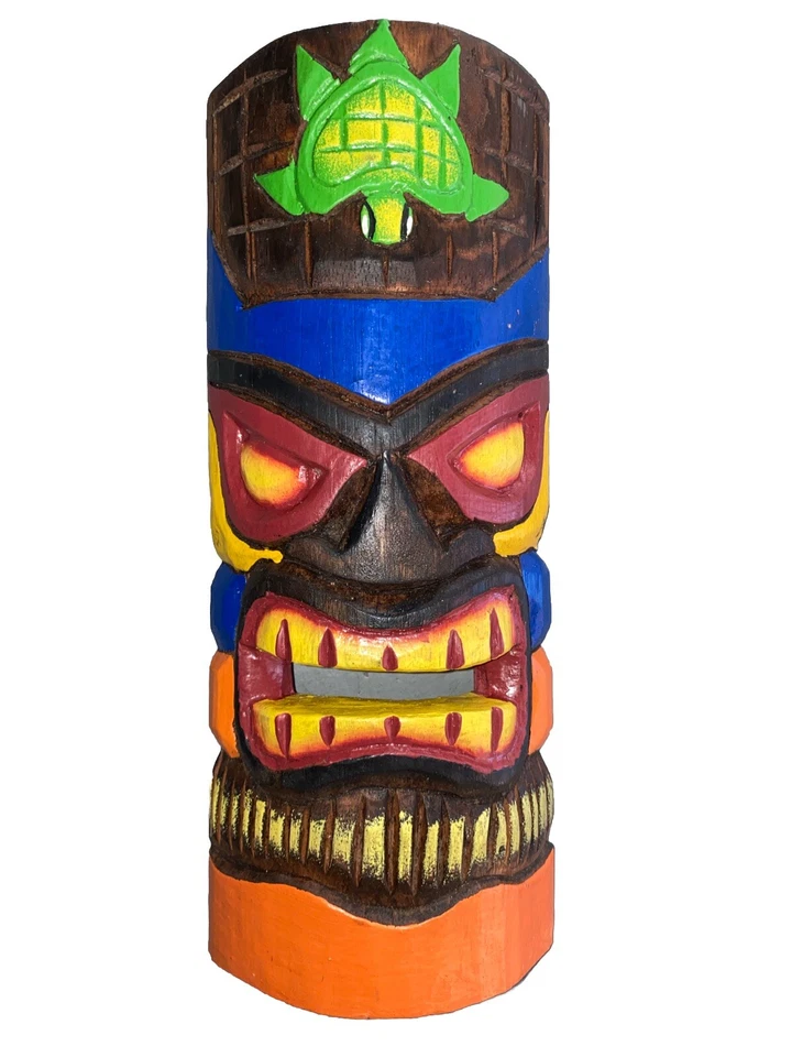 13” TIKI MASK WALL HANGER WOOD TIKI BAR HANGING WOOD ART - Image 1 of 1