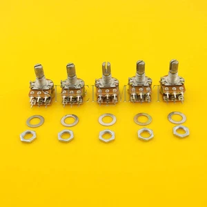 5 pcs B1K Ohm Dual Linear Rotary Potentiometer Pot 15mm Shaft 6 Pins - Picture 1 of 3