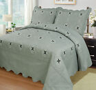 3Pcs Embroidery Quilts Bedspreads Set Bedding Coverlet Set Queen King Size, Emma