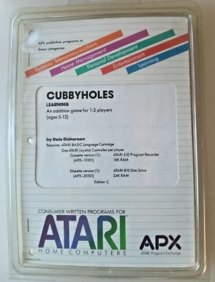 CubbyHoles Atari 400/800/LX/XE Diskw/Manual APX-20101 NOS - Plastic Cover - Image 1 of 2