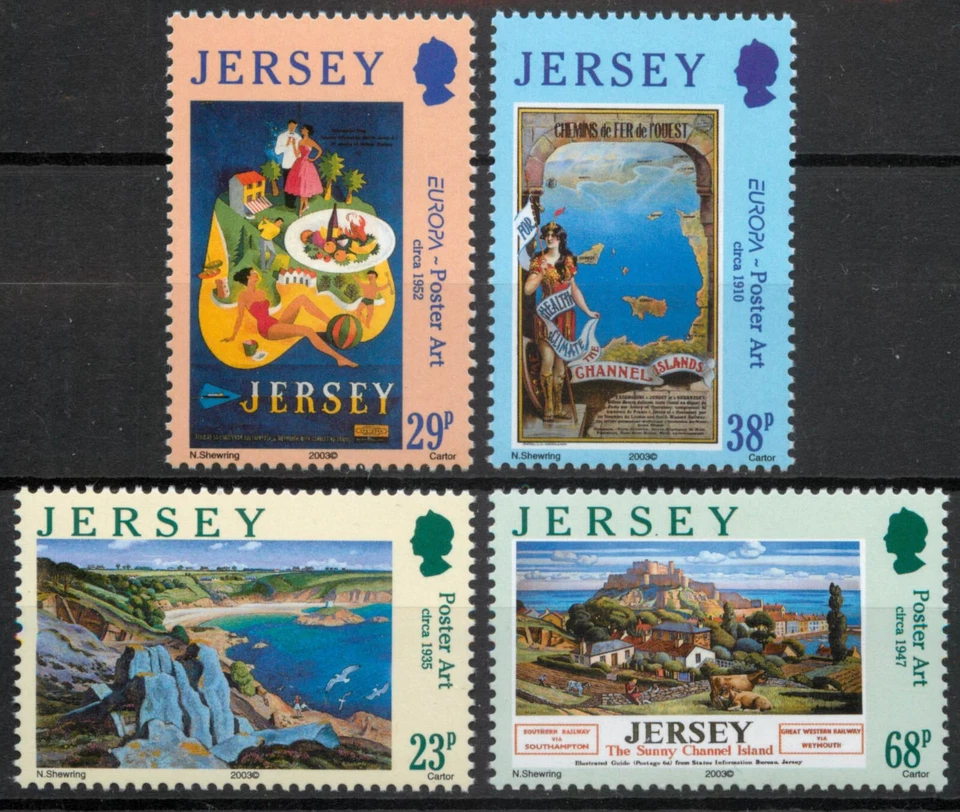 Jersey 2003 Europa: Juego de arte de póster de viaje SG 1082-1085 MNH como nuevo *PUBLICACIÓN COMBINADA Foto 1 de 1