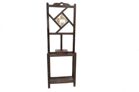 Antique English Hall Tree With Umbrella Stand, Beveled Mirror And Storage Box Cover