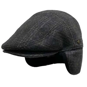 Gorra de hombre espiga a cuadros lana noticiero hiedra gorra sombrero de conducción con orejeras de lana - Imagen 1 de 19