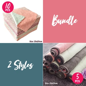 15 PACK Microfiber Dish Cloth Super Absorbent Kitchen Tea Towels 25x25cm Rags - Picture 1 of 12