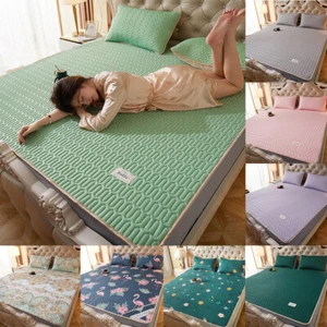 Ice Silk Latex Summer Sleeping Mat Soft Breathable Bed Mattress Pillowcase 4size - Picture 1 of 30
