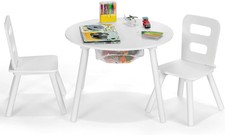 Set Tavolo Rotondo con 2 Sedie per Bambini, Set 3 Pezzi con Tavolo Attività