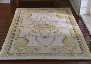 Delicate Beige Floral Scroll Victorian European 1/12 1/6 Miniature Rug - Picture 1 of 3