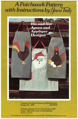 1978 Yours Truly Product No. 3707 Unisex Apron Applique sewing pattern uncut - Image 1 of 3