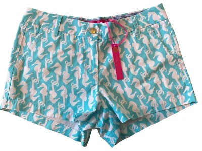 Шорты женские Macbeth Collection бирюзовые и белые с принтом SEAHORSE размер M - Изображение 1 из 4