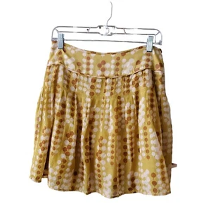 Fossil Cotton Silk Blend Pleated Mini Skirt Polka Dot Women's Size 0 - Picture 1 of 8