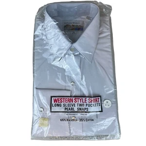 NOS NEW Vintage ATB Authentic Western Mens Gray LS Pearl Snap Button Down Shirt - Picture 1 of 5