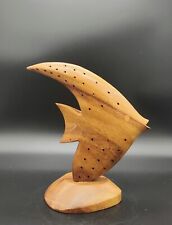 MCM Wood Wooden Fish Sculpture Monkey Pod VTG Mid Century Mod 9” Beach Nautical 