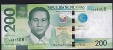 " 2016 " Philippines 200 Pesos NGC Banknote PREFIX "A"  crisp Uncirculated