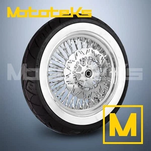 RUEDA RADIOS GRUESOS 18X5,5 52 ACERO INOXIDABLE TRENZADO PARA HARLEY SOFTAIL DYNA TRASERA - Imagen 1 de 5