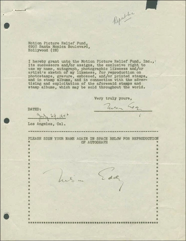 NELSON EDDY - DOCUMENT DOUBLE SIGNED 07/24/1946 Cover