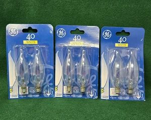 GE 40 watt Light Bulbs 40CAC/CD2-DG2 Candelabra Clear Bent Tip Bulbs Lot.. New - Picture 1 of 9