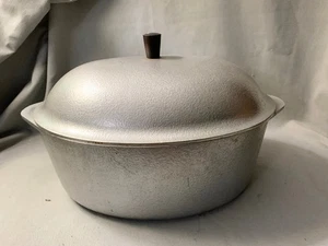 Vintage Hammercraft Club Martellato Alluminio Fuso 15" Ovale Girarrosto Forno Olandese con Coperchio - Foto 1 di 10