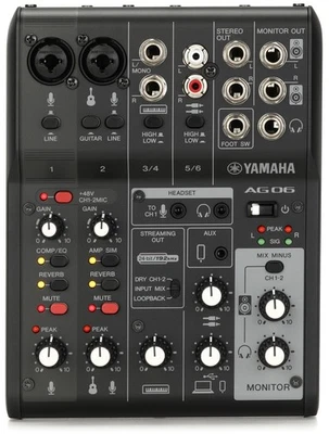 Yamaha AG06 Mk2 6-channel Mixer and USB Audio Interface - Black - Image 1 of 4