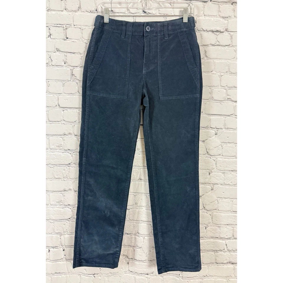 Pantalón Madewell The Slim Recto Utilitario Prenda Tinte Pana Azul Marino Mujer 25 Foto 1 de 4