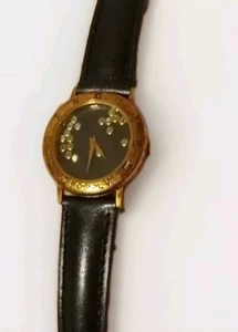 Vintage Fossil Uhr 30mm DR-2040 Bronze Lünette~Blk Opal Perlen Zifferblatt~Neue Batterie! - Bild 1 von 11
