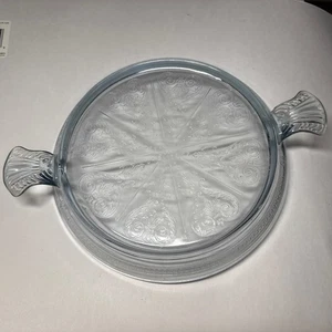 Plato caliente Fire King horno vidrio remache Philbe zafiro azul vintage años 40 - Imagen 1 de 11
