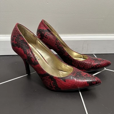 Zapatos de tacón Y2K Rampage rojo piel de serpiente para mujer, talla 8 Foto 1 de 4