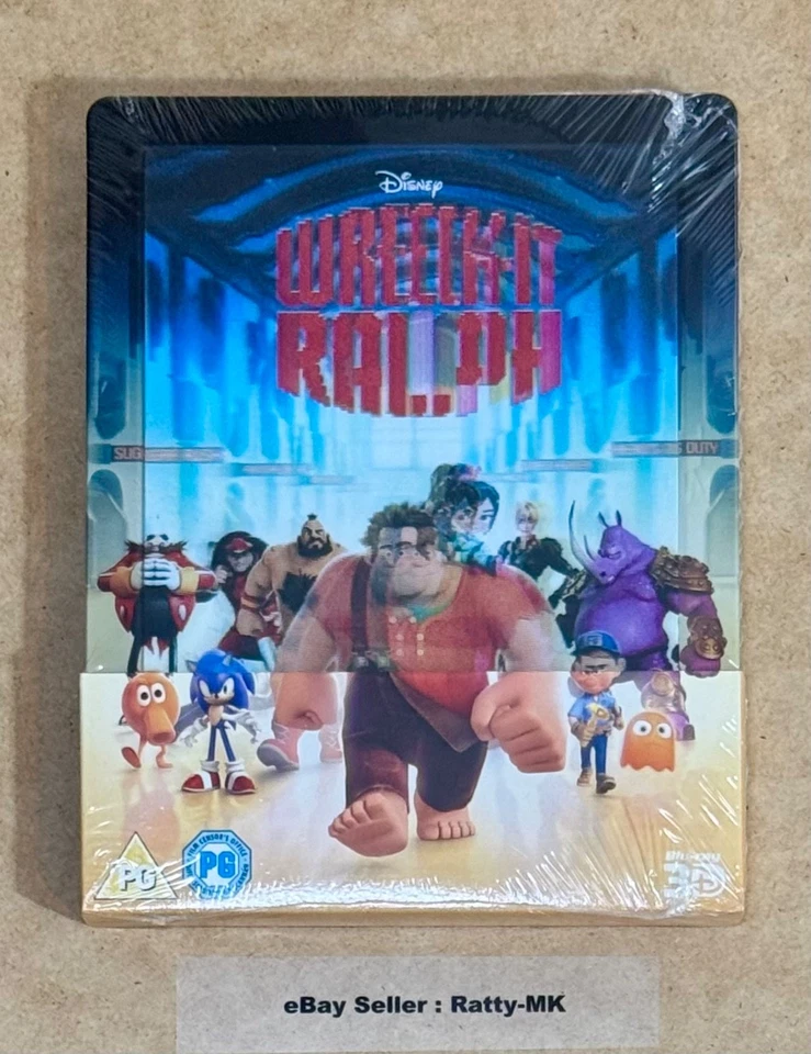 DISNEY'S WRECK IT RALPH - UK 3D 2D LENTICULAR BLU RAY STEELBOOK -