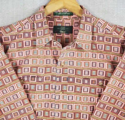 Camisa De Colección Orvis Talla Grande Para Hombre Ligera Manga Corta Bloque Jacquard Algodón Foto 1 de 4