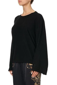 Camilla "Love Janis" 100% cashmere draped sleeve sweater in black size S/UK10 - Picture 1 of 13