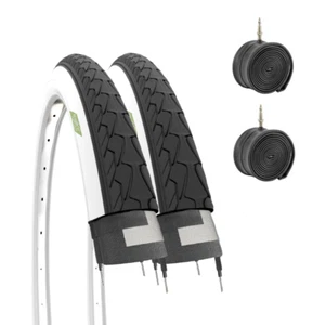 2 COVERS 700X35 + TIRE CHAMBERS WHITECONERI X CITYBIKE 28 x 1 5/8 x 1 3/8 - Picture 1 of 6