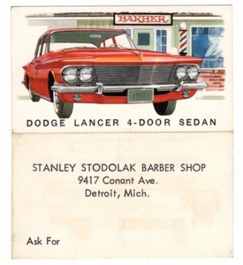 Vintage 1961 Dodge Lancer 4-Türer Limousine Visitenkarte STODOLAK BARBER SHOP Detroit - Bild 1 von 1