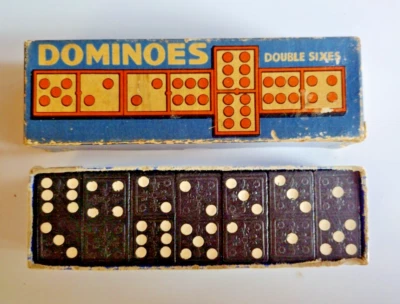Vintage Chad Valley Double Six Dominoes Complete Set in original Chad V box - Image 1 of 4