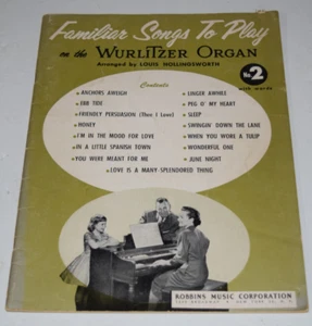 Canciones familiares para tocar en el órgano Wurlitzer No. 2 cancioneros 1957 - Imagen 1 de 11
