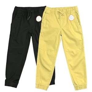 2 Wonder Nation Toddler Boys Jogger Pants Size 4-5 Black/Khaki Elastic Waist - Picture 1 of 13