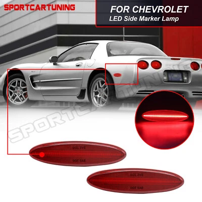 2pcs Red Bumper LED Side Marker Light Rear For Chevrolet Corvette C5 1997-2004 Foto 1 de 4