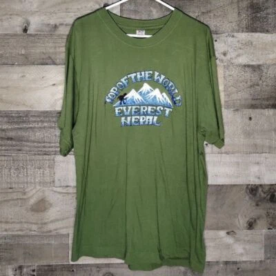 Vintage Mount Everest Nepal Climbing Tour T Shirt Sz Large Embroidered Souvenir - Image 1 of 4
