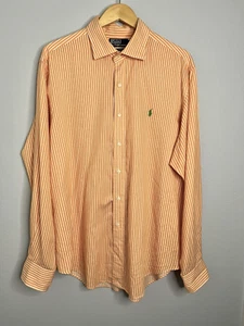 Polo Ralph Lauren Shirt Mens XL Classic Fit 100% Cotton L/S orange striped - Picture 1 of 6