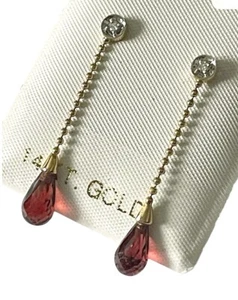 New Gold Garnet & Diamond Earrings - Picture 1 of 1