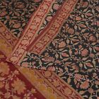 Sanskriti Vintage Sarees Black/Red 100% Pure Silk Printed Sari 5Yd Craft Fabric
