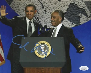 Foto firmada por Al Sharpton de 8x10 con certificado de autenticidad JSA #AT63229 reverendo Barack Obama - Imagen 1 de 2