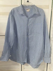 Faded Glory Shirt Men’s Blue Striped Casual Long Sleeve Button Up Cotton Sz 2XL - Picture 1 of 5