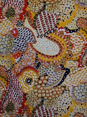 Fab VTG California Imports Intl Large Abstract Bright Color Paisley Fabric 5+ Yd - Image 1 of 4