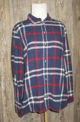 American Eagle Outfitters Aah increíblemente suave ajuste de novio azul marino a cuadros pequeño LS Foto 1 de 4