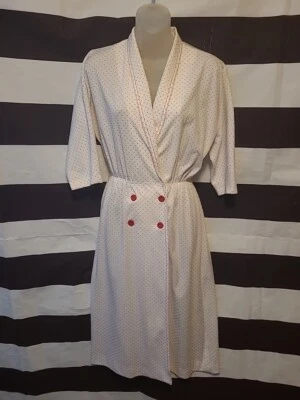 Vintage Leslie Fay 80s White w/ Red Polka Dot Dress Women's Small - Image 1 of 4