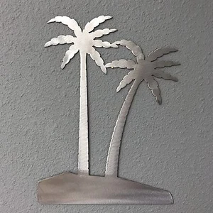 Palm Trees ALUMINUM Metal Wall Art Skilwerx 12 X 9 Nautical - Picture 1 of 2