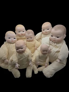 Lot Of 7 Vintage Handmade Bisque Baby Dolls Porcelain Hands And Heads - Picture 1 of 22