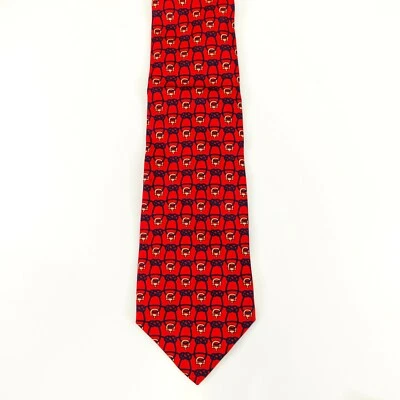 Corbata de seda ecuestre para hombre TIE RACK roja clásica audaz nudos intrincados WOODBURY Italia Foto 1 de 4