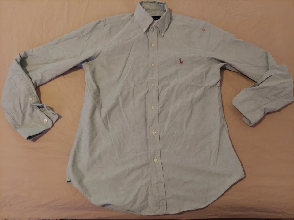 Camisa de vestir Polo Ralph Lauren para hombre S pequeña verde botón algodón Foto 1 de 4